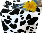 Reusable Grocery bag Black and white cow print