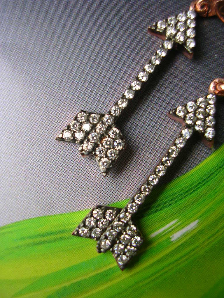 CUPID  EARRING  sterling rose gold zirconia artisan hand crafted silver