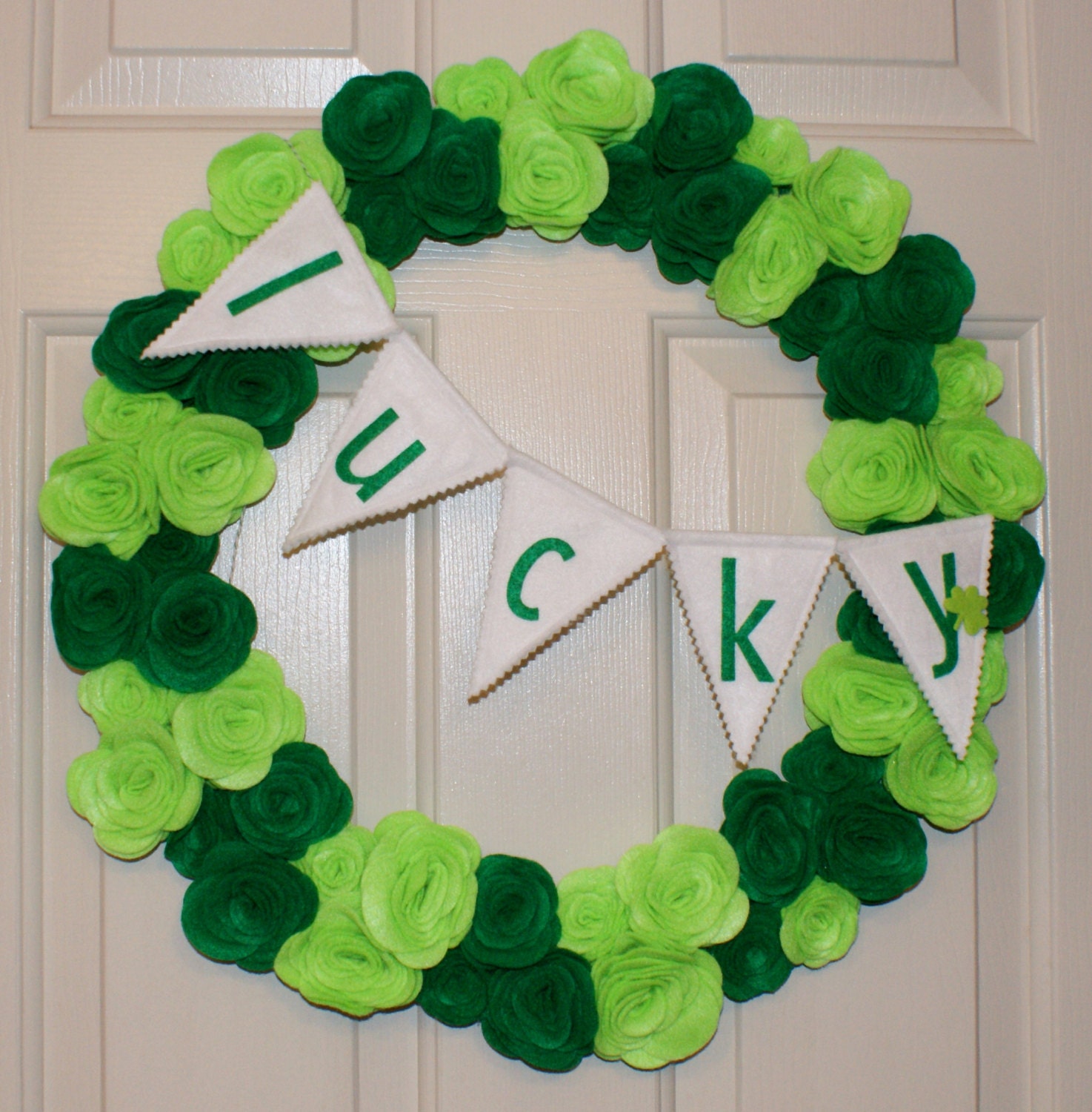 St. Patricks Day Wreath St. Patricks Day Decoration St. Patricks Day Decor Green Wreath Felt Flower Wreath Custom Color Wreath