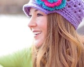 Sale...Pattern Confetti Betty Brim Hat with flower beanie PDF crochet baby toddler girl sizes Newborn -Adult