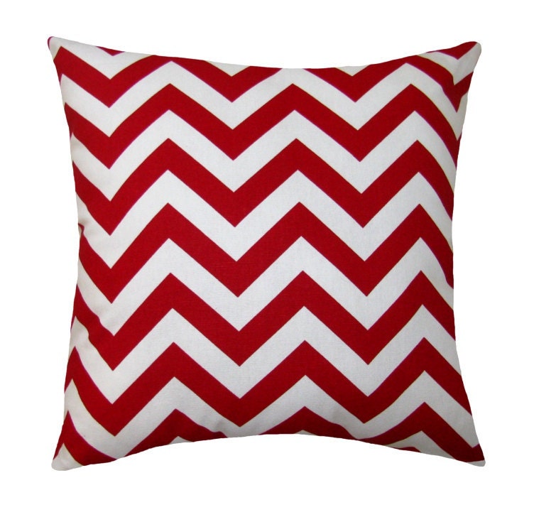 Red and White Chevron Pillow