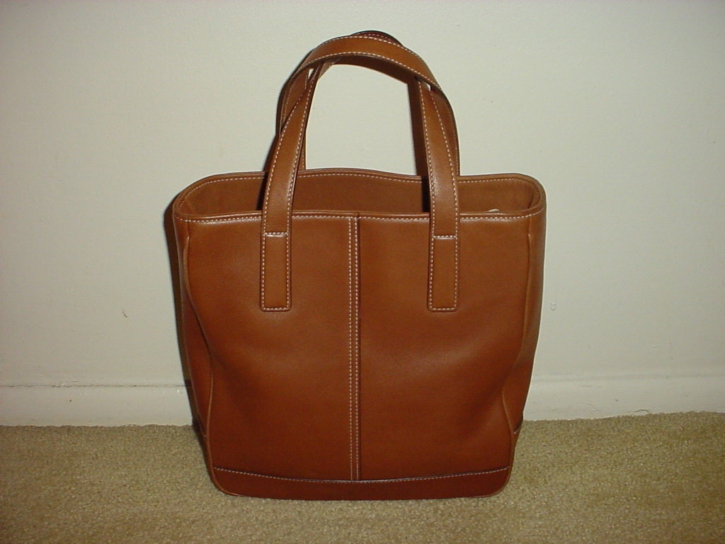 Vintage Coach brown leather tote bag . by trunkofjewels on Etsy