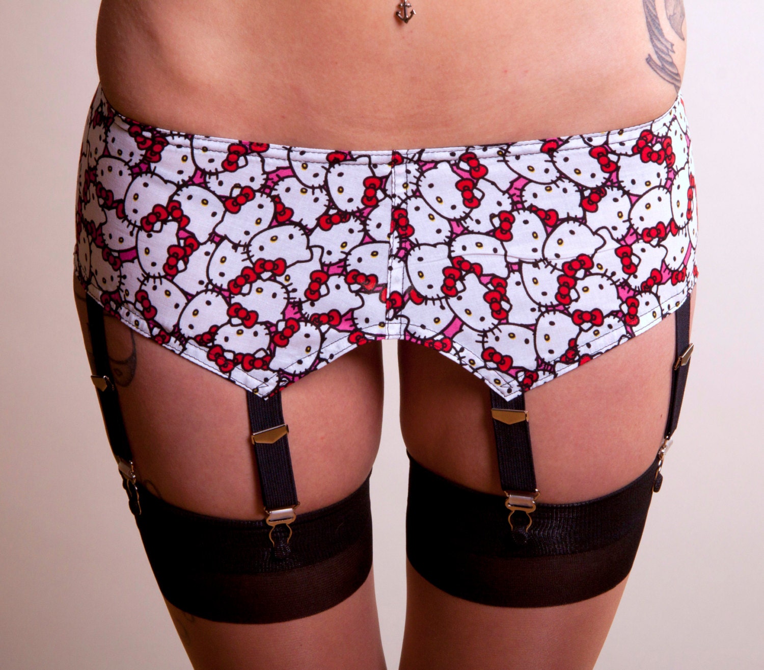 Vintage Style Hello Kitty Print Garter Belt