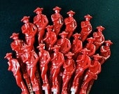 3-D Cowboy Swizzle Sticks, Super Western or Rustic Decor, Red, Jim Beam Collectibles