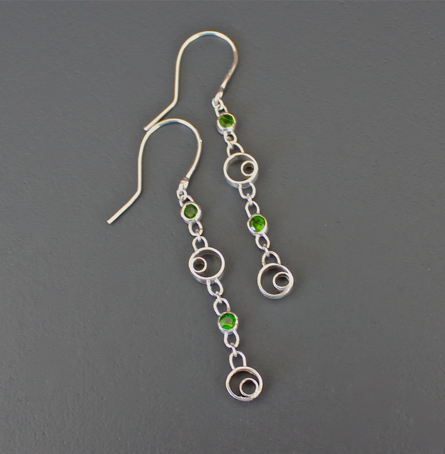 Sterling silver handmade earring with chrome diopside