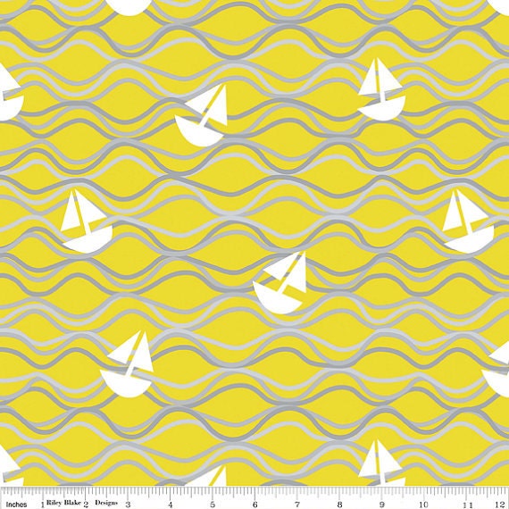 1/2 yard RIley Blake Maritime Modern Come About Citron