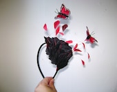 Leather and Lipstick and Rock n Roll Floating Butterflies Fascinator Headband