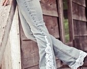 Lace Trimmed Jeans in White
