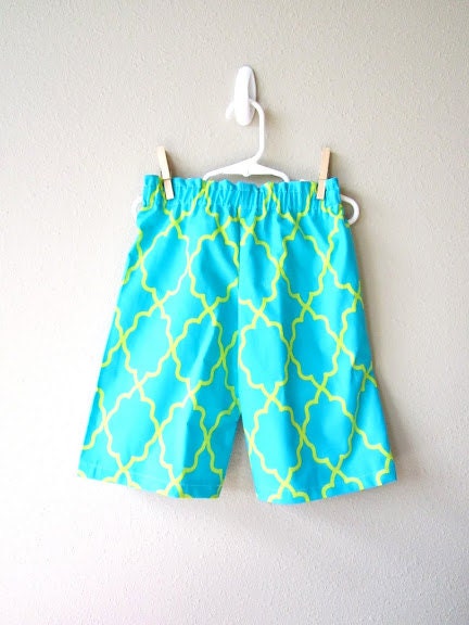 Cabana Collection, Girls Capri Pants in Turquoise Trellis