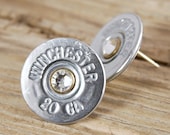 20 Gauge Nickel Shotgun Shell Bullet Earring Studs Sterling Silver
