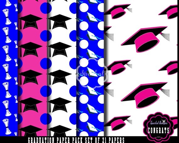 GRADUATION Paper Diploma Digital Paper Graduation clip art Cap and Gown Paper Graduation Party Printable Decoration Paper Instant download Il_570xn