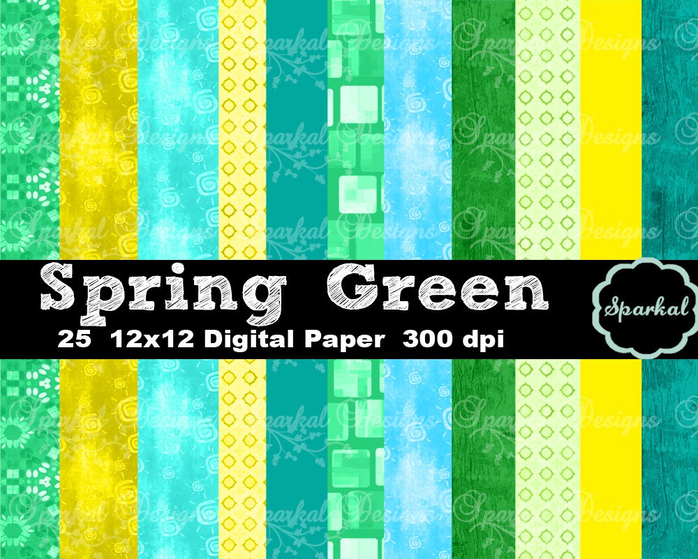 Springy Green Digital Paper Vintage Summer Digital Paper, Lime Green Digital Paper, Invitation paper Printable Blue paper, Instant Download Il_570xn