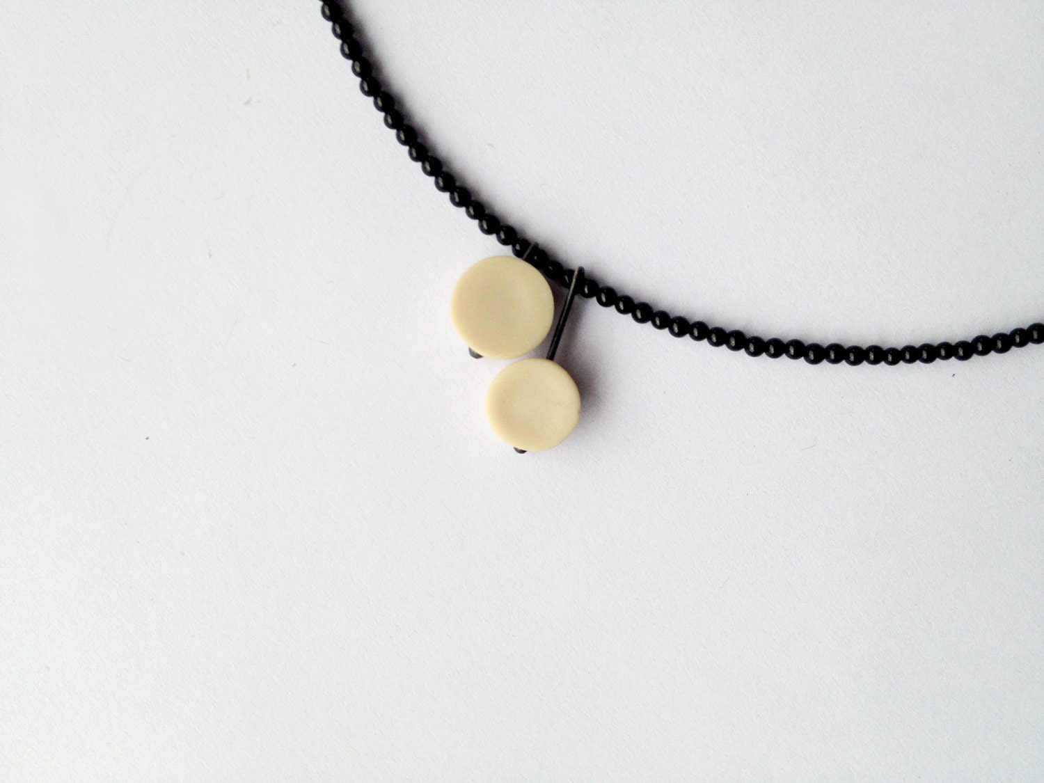 contemporary geometrical polymer clay necklace nO. 218 ''two lonely dots between black onyx''