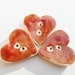 Handmade Ceramic Rustic Red Heart Button Modern Couture White Stoneware Pottery for Knitting Sewing Trio Set of 3 Valentine's Day Romantic