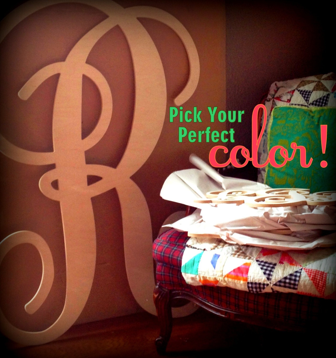 Extra Large Letter FINISHED - 48 INCH (4 FT) Script Wall Letter Custom Monogram Decor Wood Initials Modern Wall Decor Letters Wood Letters