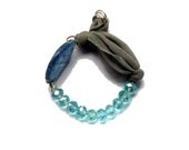 Grey and blue fabric bracelet  one of a kind - Agate collection