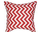 Spring Sale- Decorative Pillow Cover Chevron Pillow -  Fire Engine Red 20x20