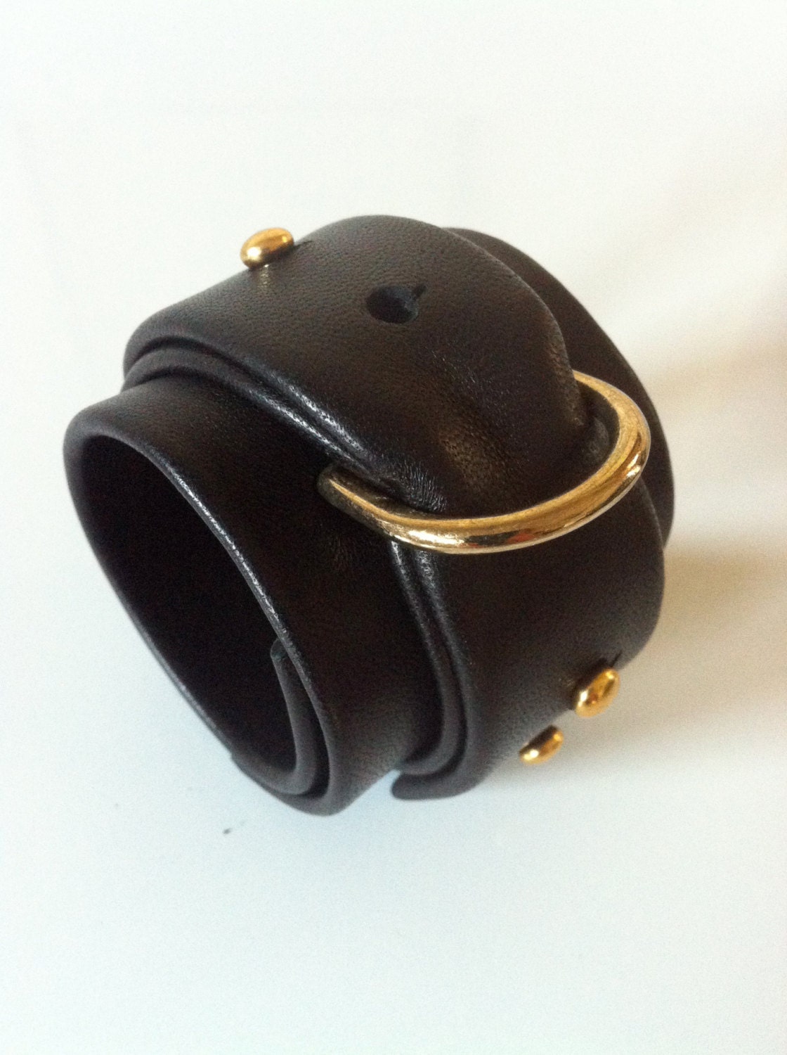 Handmade Single Black Leather Soft Wrap Cuff