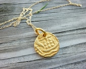 ancient Burmese gold coin necklace-double sided gold coin necklace-reversible gold coin necklace-gold medallion necklace-gold coin necklace
