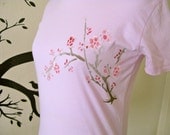 Organic Cotton Cherry Blossom T-Shirt - Baby Pink - size medium