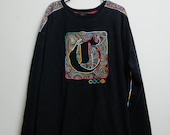 Vintage 80s Over sized Unisex COOGI Long Sleeve Black T Shirt Size 4XL
