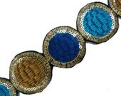 FREE SHIPPING Black Velvet Cut Style Fabric Gold Sequins Ribbon Trim Sewing Lace India New By The Yard - FT139