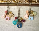 Mother's Day Letters Cluster - Children names necklace - Grandma Necklace