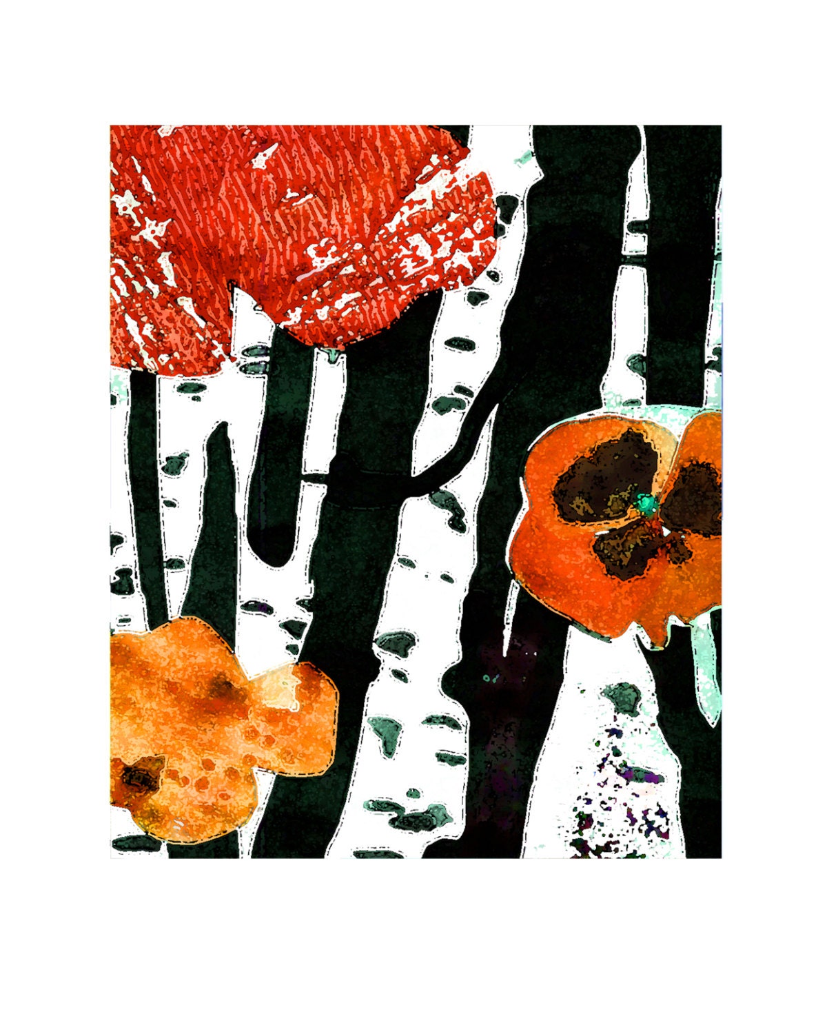 Red flowers giclee print poppy  floral  home decor 8x10" series mother mom