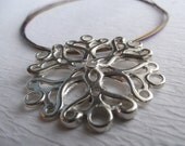 Ornate Baroque Floral Botanic Pendant in Sterling Silver