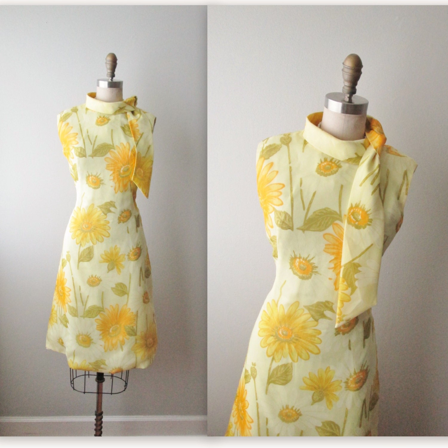 60s Floral Dress // Vintage 1960s Floral Print Chiffon Cocktail Party Mad Men Dress M L