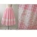 50s Gingham Skirt // Vintage 1950's Pink Gingham Cotton Lace Rockabilly Circle Dress Skirt XS