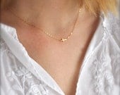 Tiny Sideways Cross 14K Gold Filled Necklace