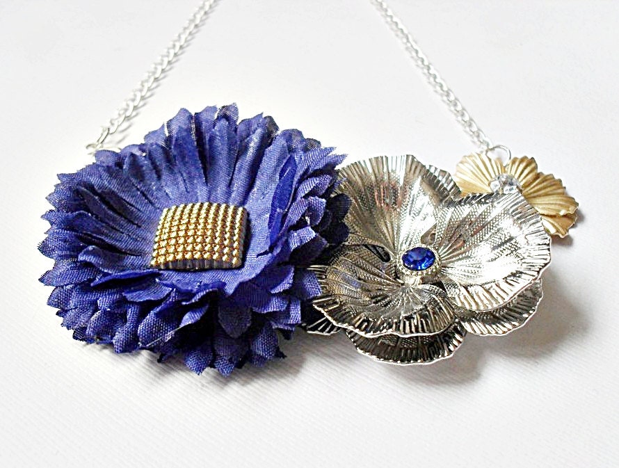 Cobalt Cutie- Floral Statement Necklace