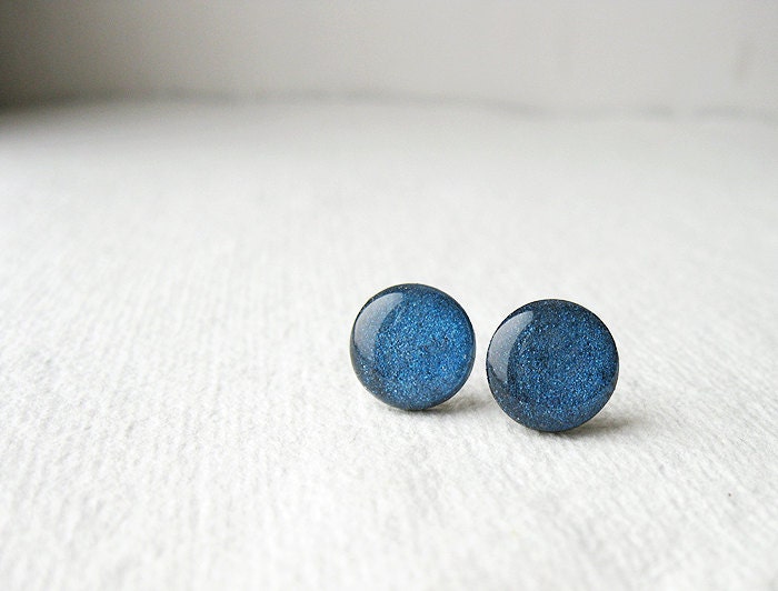 FREE WORLDWIDE SHIPPING - Deep Blue Glitter Stud Earrings - smafactory