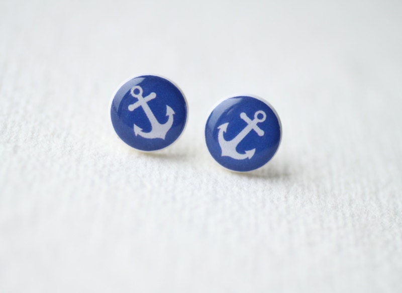 Anchor Ear Posts - Nautical jewelry  - Stud Earrings