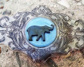 Vintage inspired elephant cameo pin