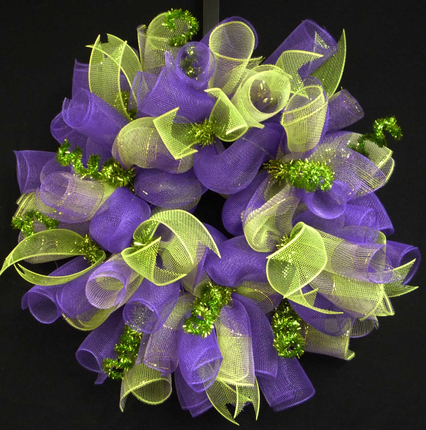 Spring Wreaths, Summer Wreaths,  Purple Apple Green, Double Doors, Wreaths for the Door, Poly Mesh Wreaths - Item 743