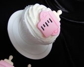 Modern Pink Baby Bottle Fondant Cupcake Toppers