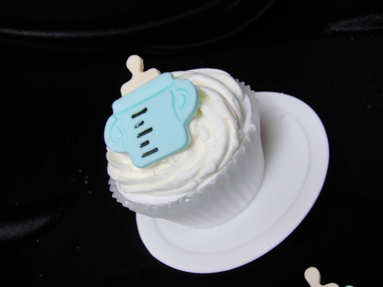 Modern Blue Baby Bottle Fondant Cupcake Toppers