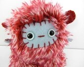 Monroe the plush monster miniature Little Tricksies red white and pastel blue stuffed animal