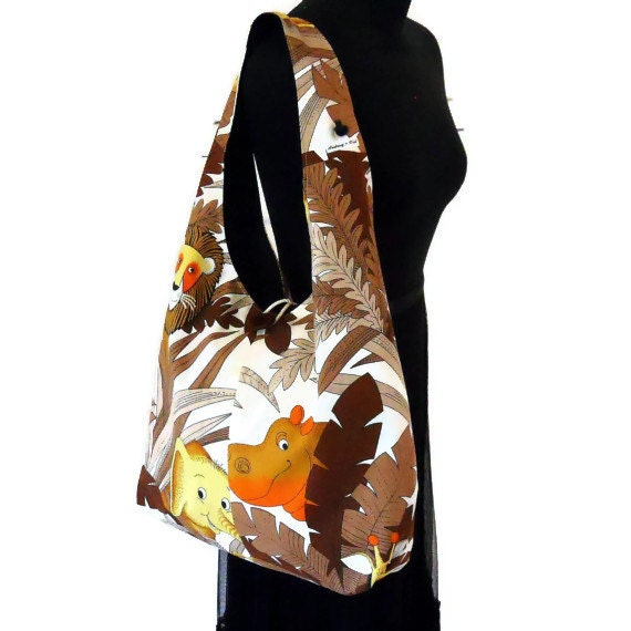 Retro Boho Bag, in a 70s Zoo Jungle Animal Vintage Fabric