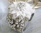 Bridal Cuff Bracelet, Vintage Wedding, Rhinestone Cuff Bracelet