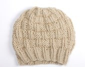 STONE MINI Cream Hand Knit Wool Beanie