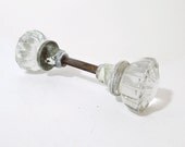 2 Vintage Crystal Glass Door Knobs Matching Pair - Home Decor - Restoration - Renovation
