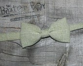 Sage green heather polyester little boy bow tie - photo prop, wedding, ring bearer, accessory