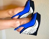 Hermes Wings High Heels Size 6 womens hand painted shoes