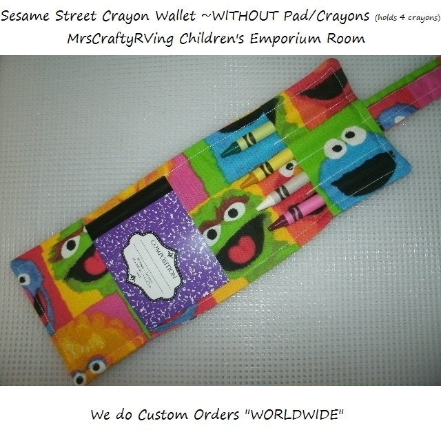 Sesame Street, Crayon Wallet, without crayons and pad, 4 slot holder