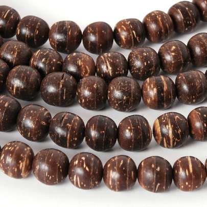 8MM NATURAL COCO BEADS-Brown-16 Inch Strand