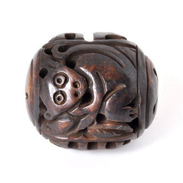 28X35MM CARVED MONKEY BEAD-Round-Single Bead