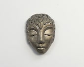 Handmade Metallic Satin Silver Porcelain face Cabochon